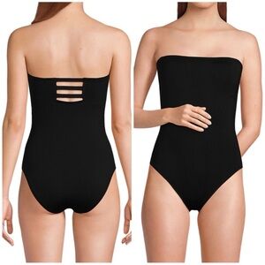 Elegant Black Strapless Swimsuit